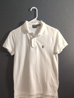 Ralph Lauren Classic Fit White Polo with Navy Pony Embroidery